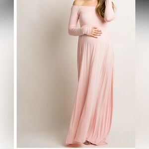 Pink Off-Shoulder Maternity Dress